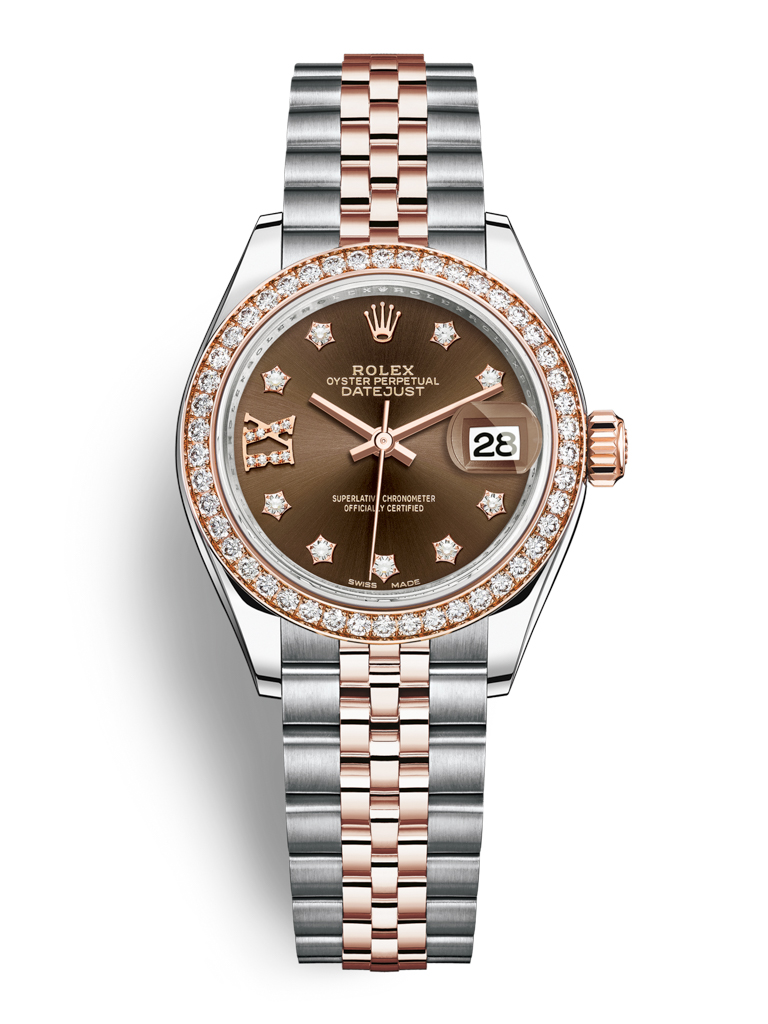 Rolex Lady Datejust 28mm Stainless Steel and Everose Gold 279381RBR Chocolate 17 Diamond Jubilee